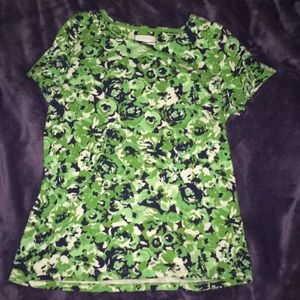 Pima cotton green floral t-shirt